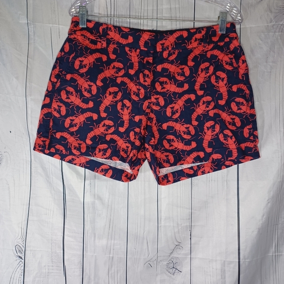 J.Crew Factory Navy and Red Lobster Print Shorts - Picture 1 of 11